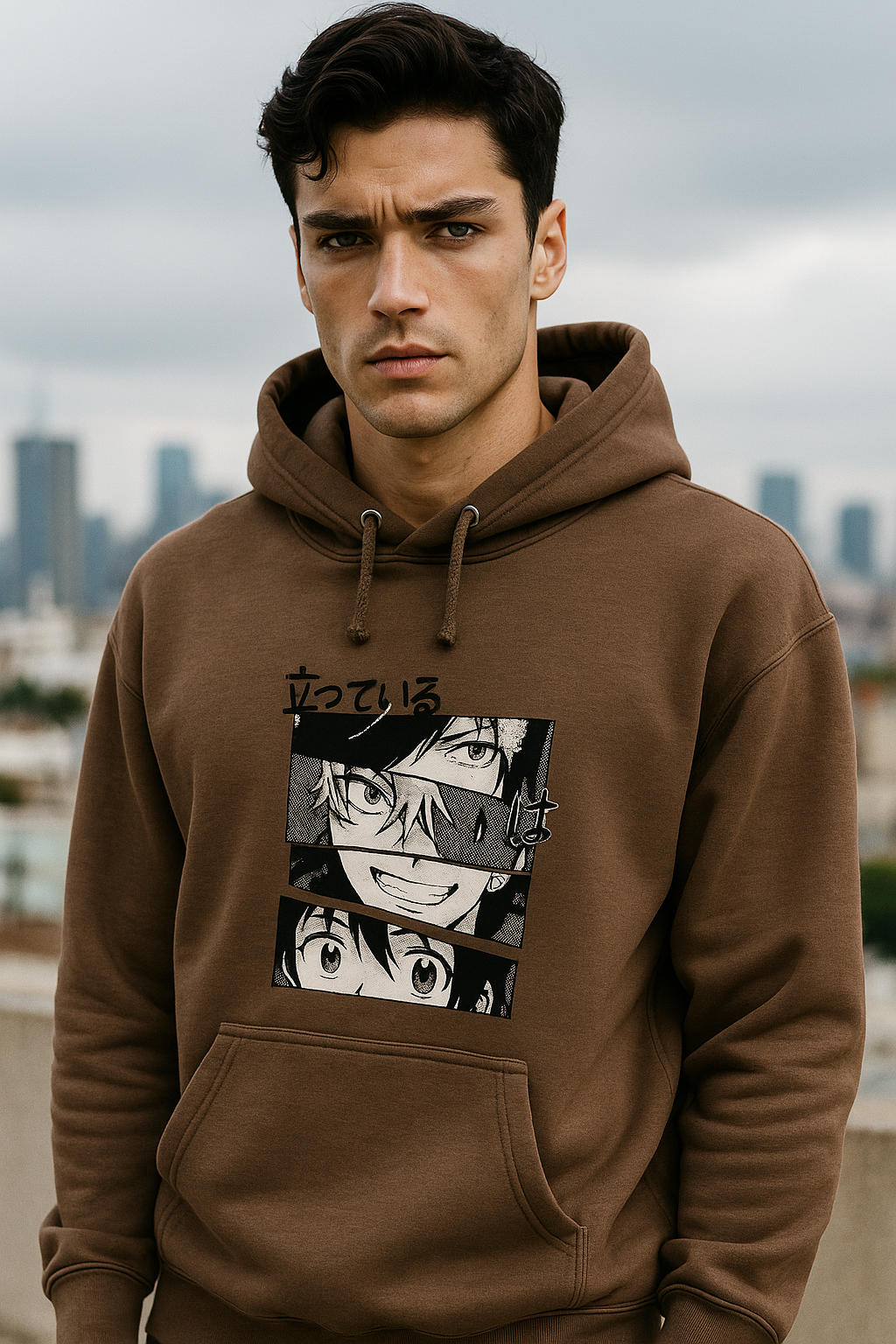 Anime Panel Brown Hoodie – Original Streetwear Edition