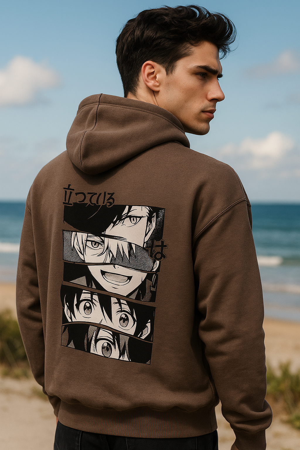 Anime Panel Brown Hoodie – Original Streetwear Edition