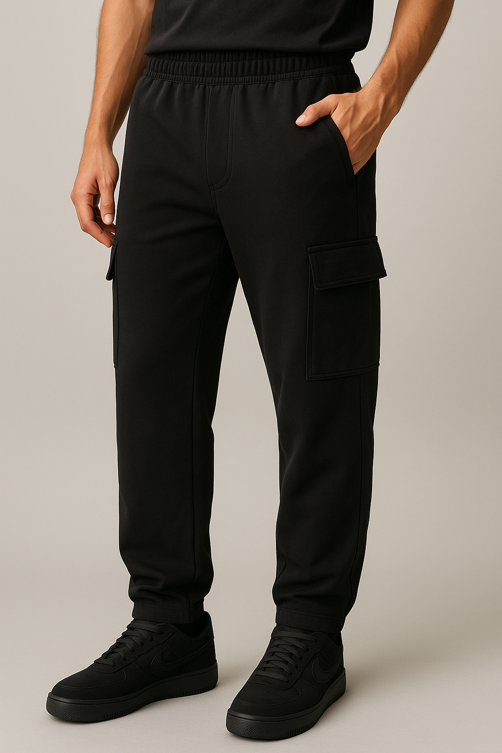 VEREN BLACK Cargo Trousers