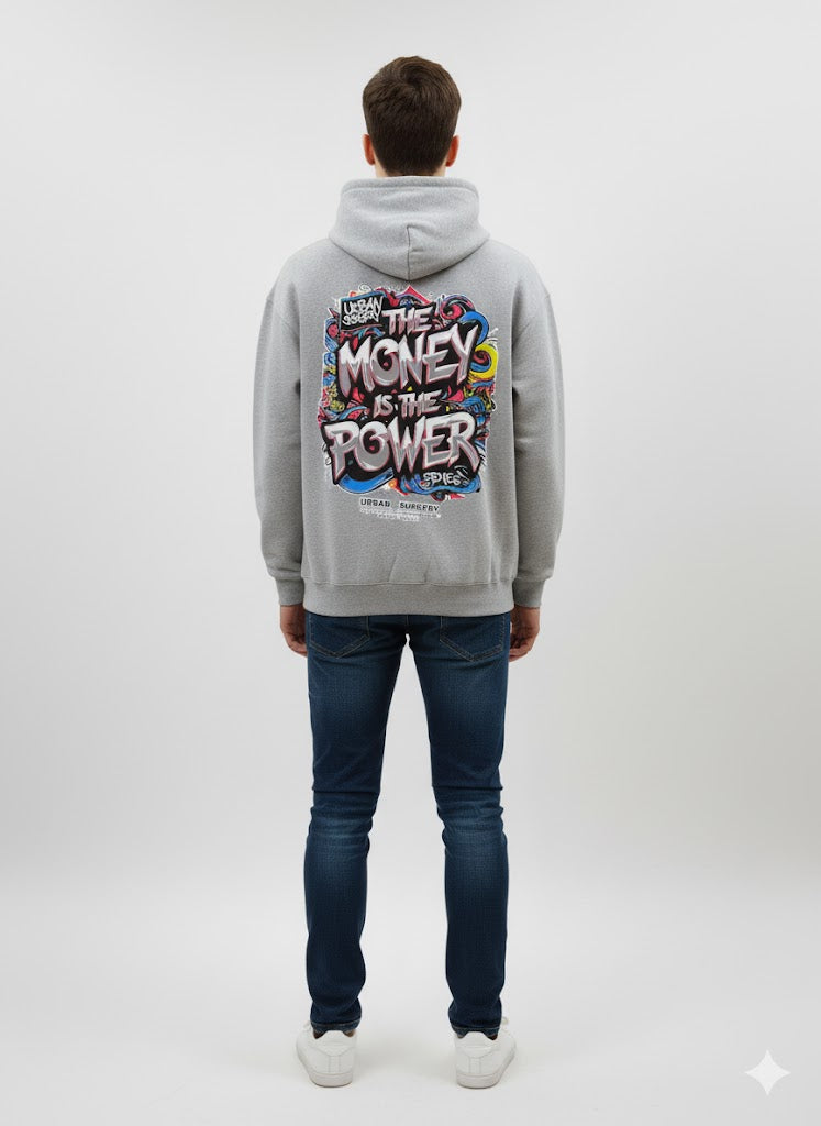 Light Gray Hoodie with Abstract Patch Design