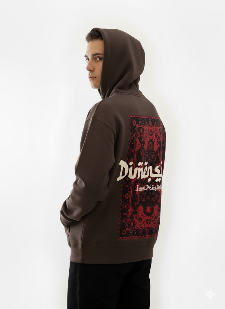 Brown “Dimēnsiön” Graphic Hoodie