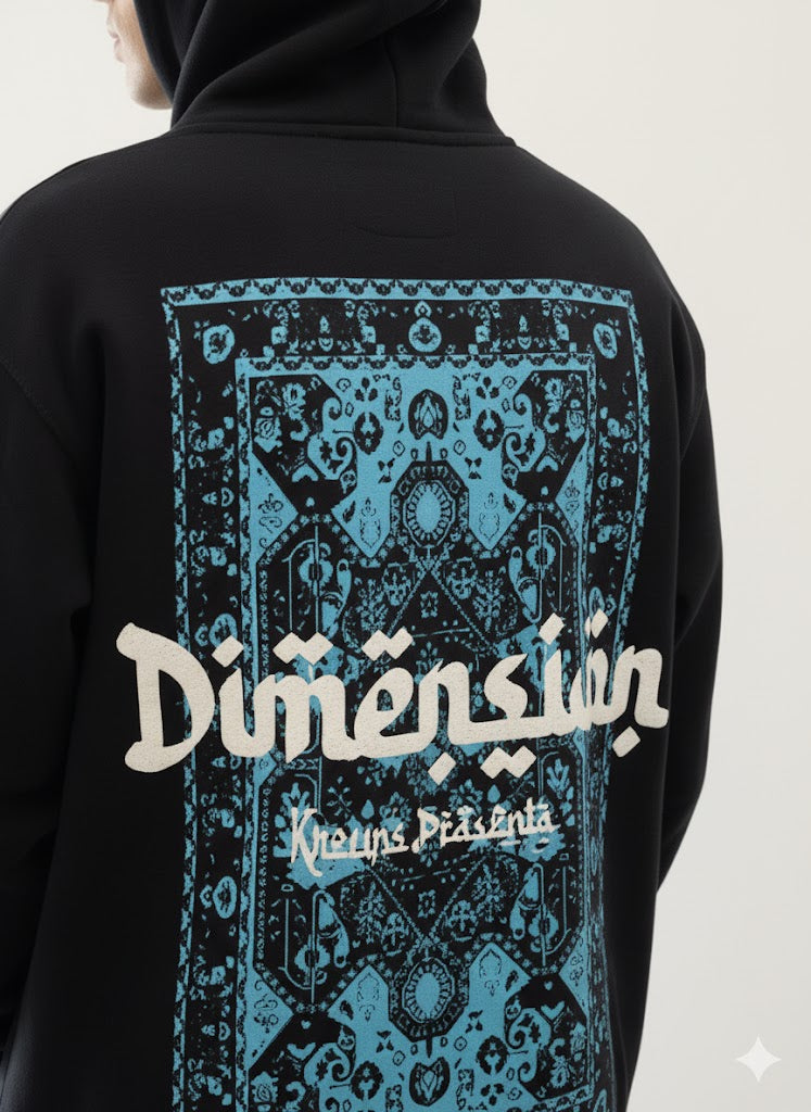 Black “Dimēnsiön” Graphic Hoodie