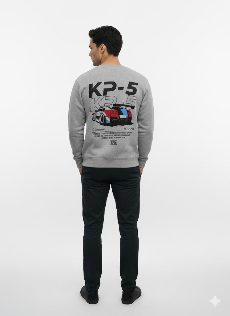 KP-5 Motorsport Graphic Crewneck Sweatshirt - Ash Gray