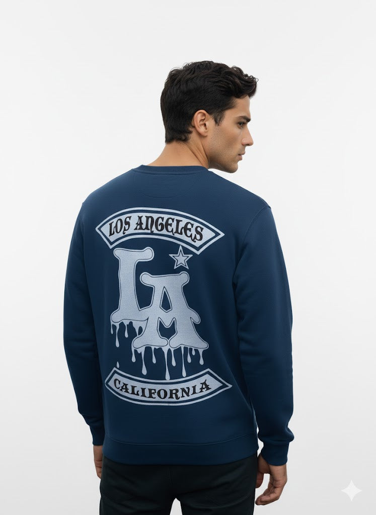Los Angeles California Coastline Crewneck Sweatshirt - Deep Navy