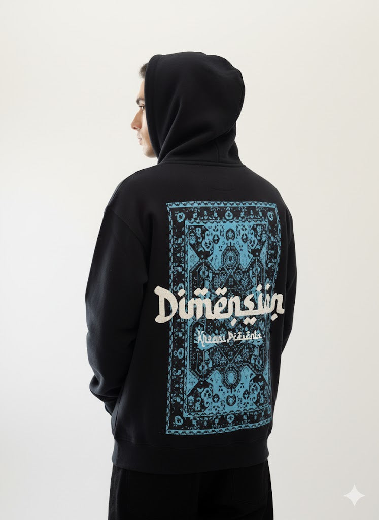 Black “Dimēnsiön” Graphic Hoodie